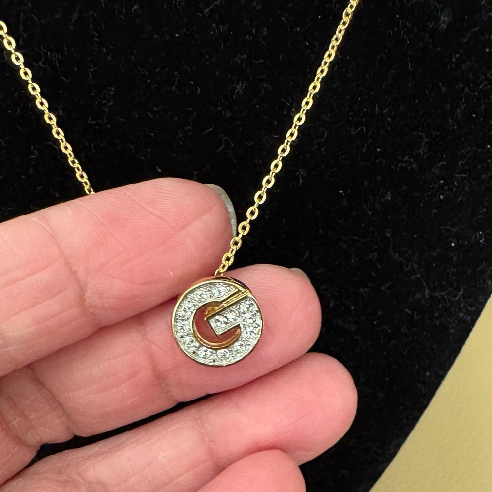 Givenchy G logo crystal necklace